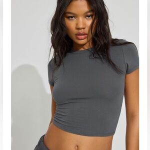 NWT Garage Cropped Crewneck T-Shirt Burnt Ash Grey XXS / XS / M